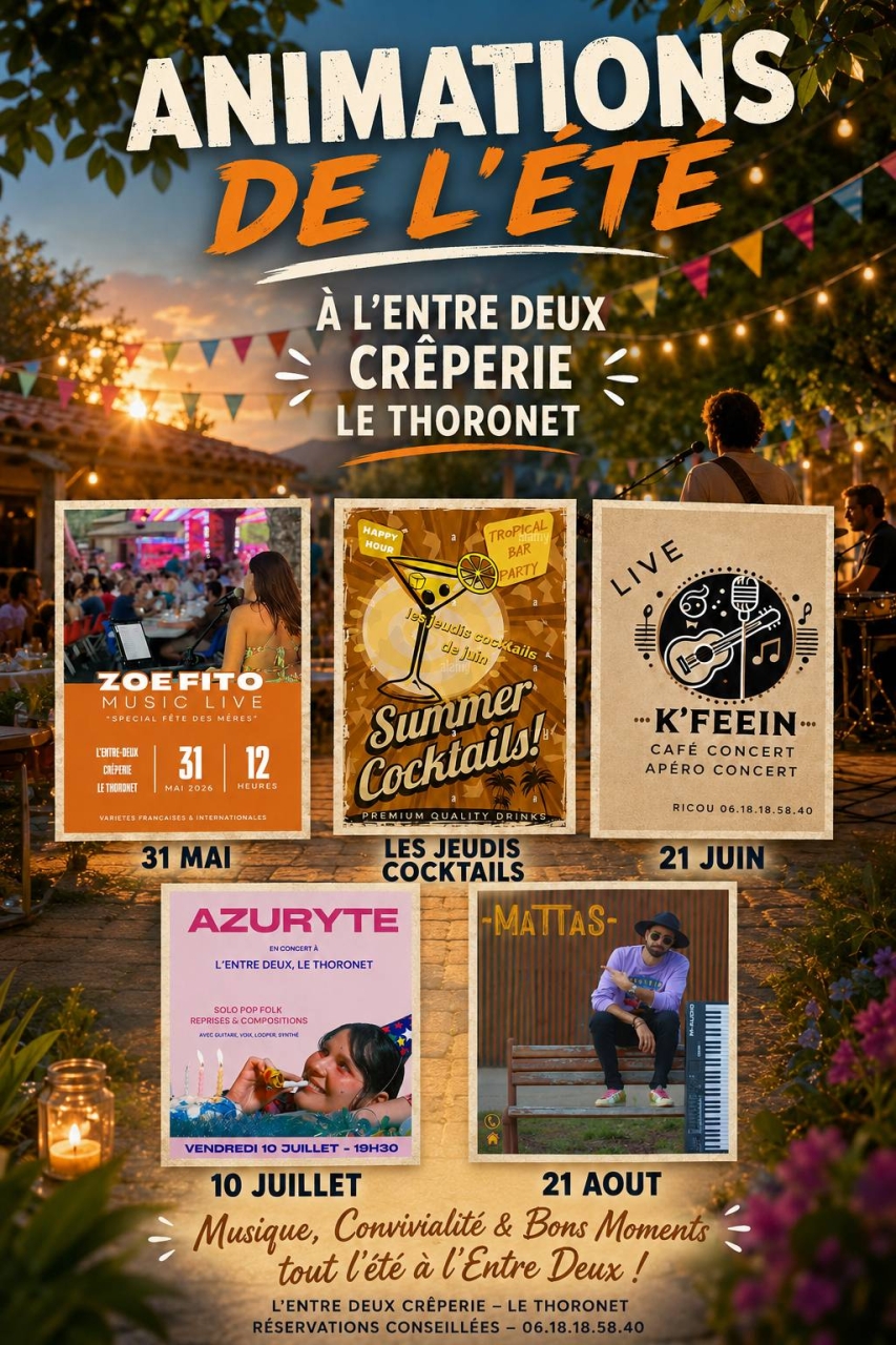 Evenements - L'Entre Deux - Restaurant Le Thoronet - restaurant Crêperie LE THORONET